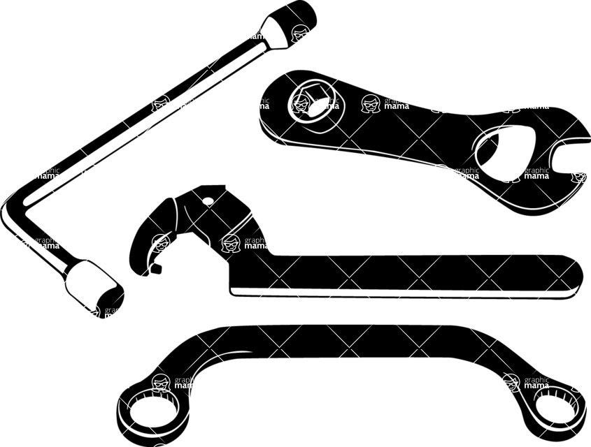 Vector silhouettes - Vector Wrench Silhouettes Set